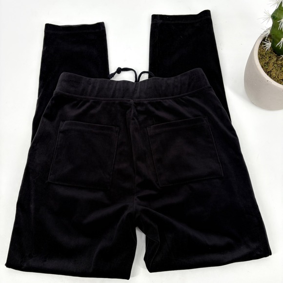 Lou And Grey For Loft XS Velour Black Pants Soft Sweat Pants Pull-On Drawstring - Picture 2 of 8